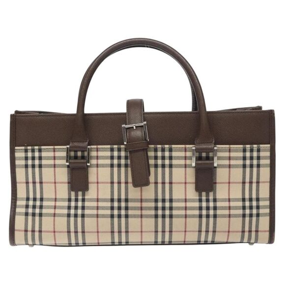 Burberry Nova Check Beige Canvas Handbag (Pre-Owned) - Picture 1 of 16